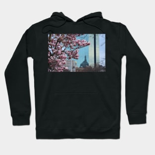 Cherry Blossoms in front of the Hancock Boston MA Hoodie